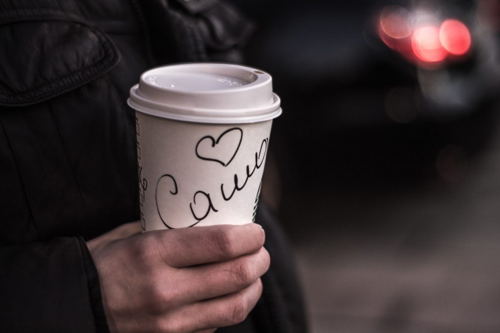 Coffee cup with a person's name on it